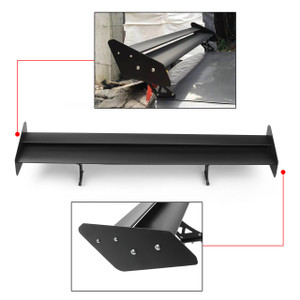 Universal Aluminum Adjustable Double Deck GT Rear Trunk Wing Spoiler, Black