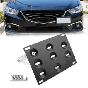 Front Bumper Tow Hook License Plate Mounting Bracket Holder For Mazda3 Mazda6 (14-up) Mazda CX-5 (13-up) Mazda MX-5 Miata (16-up)  Black