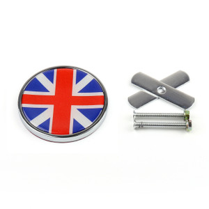 Front Grill Badge w/ Holder Union Jack UK Flag for MINI Cooper R50 R55 R56