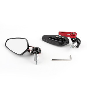 7/8" Aluminum Rear View Side Mirror Handle Bar End Universal Motorcycle, Red