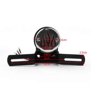 Rear Tail light Brake Light Flame Fire For Harley Cafe Racer Bobber, Chrome