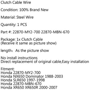 Clutch Cable Replacement Honda NX650 Dominator (1988-2003) SLR650 XR650 XR650R