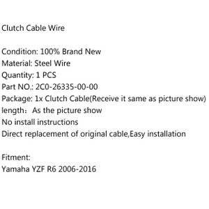 Clutch Cable Wire Steel Braided 2C0-26335-00-00 Yamaha YZF R6 (2006-2016)
