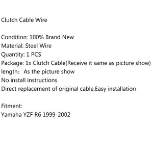 Clutch Cable Wire Steel Braided Yamaha YZF R6 (1999-2002)