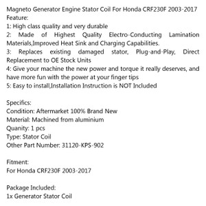 Generator Stator Coil 31120-KPS-902 For Honda CRF230F 2003-2017