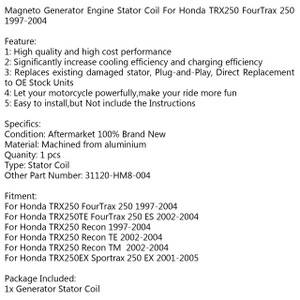 Generator Stator Coil For Honda TRX250 FourTrax 250 Recon 97-04 TRX250EX Sportrax 250 EX 01-05