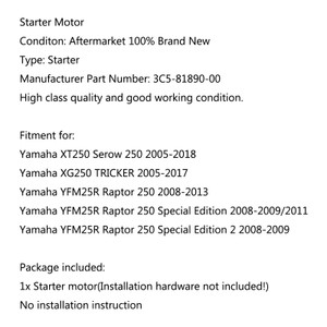 Starter For Yamaha YFM25R Raptor 250 2008-2013 Special Edition 2 2008-2009 Gold Generic
