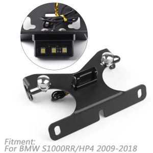 CNC License Plate Bracket Number Holder Plate LED For BMW S1000RR HP4 2009-2018 Black