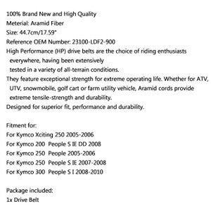 Drive Belt 23100-LDF2-900 for Kymco Xciting 250 (05-06) 200 People S IE DD (08) 250 People (05-06)