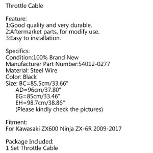 54012-0277 Throttle Cable Wire Line For Kawasaki ZX600 Ninja ZX-6R 2009-2017