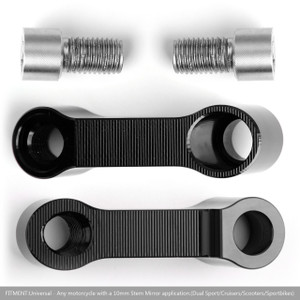 10mm M10 Handlebar Mount Mirror Riser Extender Adaptor Adapter Black