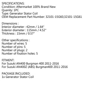 Generator Stator For Suzuki Burgman 400 AN400 AN400Z ABS 2011-2016 32101-15G61