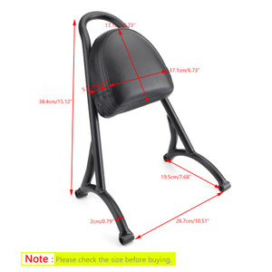 Sissy Bar Backrest w/Pad For Harley Sportster Iron Nightster 883 1200 XL Black