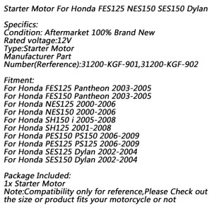 Electric Starter Motor for Honda SH150 i 2005-2008 SH125 2001-2008