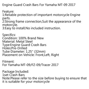 Engine Guard Sides Crash Bar Frame Bumper For Yamaha MT-09 FZ-09 XSR 900 17-18