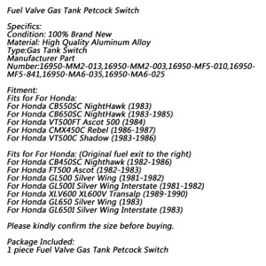 1x Gas Fuel Tank Switch Valve Petcock For Honda CB450 550 650SC VT500FT Ascot 500