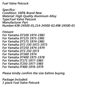 Petcock Fuel Gas Tap Valve For Yamaha DT100 DT125 DT175 DT250 DT360 438-24500-01