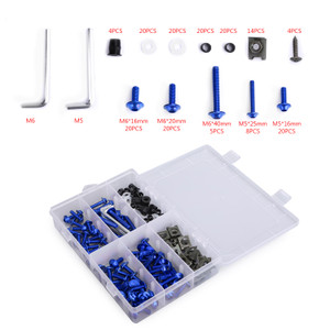 177PCS Sportbikes Motorcycle Fairing Bolts Kit M5/M6 Fastener Screws Blue