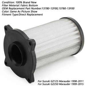 Air Filter Cleaner For Suzuki GZ125 Marauder 98-11 GZ250 Marauder 99-15 White