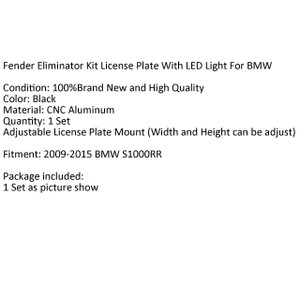 Fender Eliminator License Plate Mount Holder With LED For BMW S1000 RR 09-16 Black