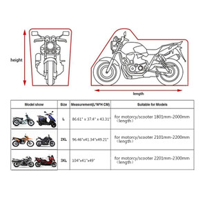 L Motorcycle Cover Waterproof Outdoor Rain Dust UV Scooter Black