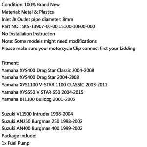 Fuel Pump For Yamaha XVS400 Drag Star Classic XVS400 Drag Star 04-08 XVS1100 V-STAR 1100 CLASSIC 03-11 XVS650 V STAR 650 04-15 BT1100 Bulldog 01-06 Silve