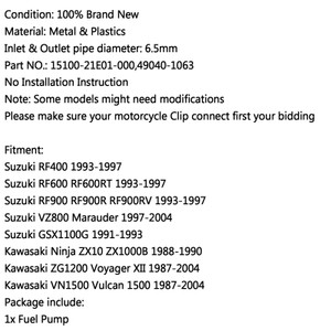 Fuel Gas Pump For Kawasaki ZG1200 Voyager XII 87-04 VN1500 VN-15 88-99 VN1500 Vulcan 88 87-95 VN1500 Vulcan 1500L 94-97 Silver