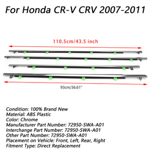 4x Car Window Moulding Trim Weatherstrips Seal For Honda CR-V CRV 2007-2011