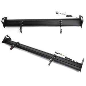 Universal Sedan Adjustable Aluminum Rear Trunk Wing Racing Spoiler With LED Black