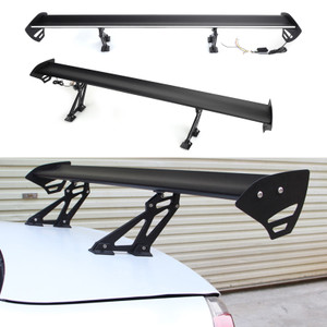 Universal Sedan Adjustable Aluminum Rear Trunk Wing Racing Spoiler W/ LED Light Black