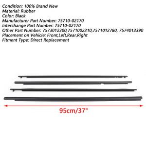 Door Weatherstrip Belt Seal Window Moulding Trim For Toyota Corolla 07-13 Black