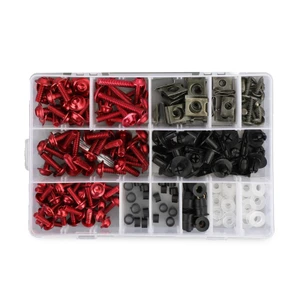 Fastener Clip Screw Kit Windscreen Fairing Bolt 223pcs For Universal Motorcycle Red