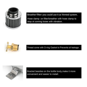 Aluminium Engine Oil Catch Can Reservoir Tank Breather Oil Separator Silver