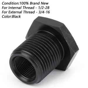 1/2-28 To 3/4-16 Automotive Threaded Oil Filter Adapter Black