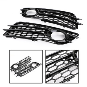 Honeycomb Style Fog Light Grill Bumper For Audi A4 S-LINE S4 2008-2012 Black