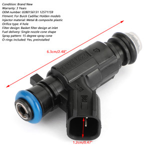 Fuel Injectors 6 Set For Buick Cadillac 3.6L 0280156131 12571159 Durable Black
