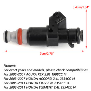 Fuel Injector 1PCS For Honda ACURA 05-07 ACCORD 03-07 CR-V 05-11 ELEMENT 03-11 Black