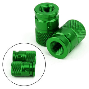 Pair CNC Anti-Thief Tire Valve Stem Caps GRN