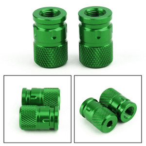 Pair CNC Anti-Thief Tire Valve Stem Caps GRN