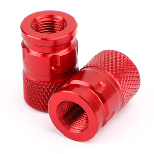 Pair CNC Anti-Thief Tire Valve Stem Caps RED