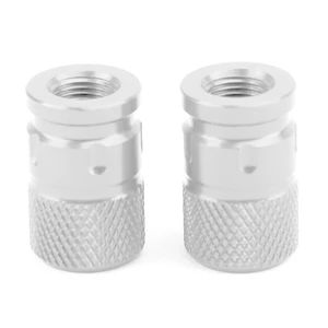 Pair CNC Anti-Thief Tire Valve Stem Caps Silver
