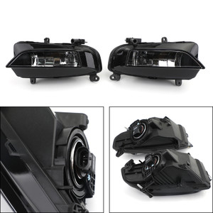 Pair Front Bumper Halogen Fog Light Lamp Fit For Audi S4 A4 S-Line 13-15 BLK
