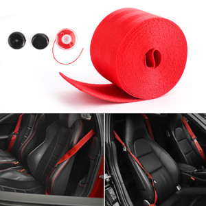 Car Seat Belt Webbing Polyester Seat Lap Retractable Nylon Safety Strap 3.5M RED