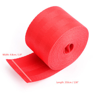 Car Seat Belt Webbing Polyester Seat Lap Retractable Nylon Safety Strap 3.5M RED