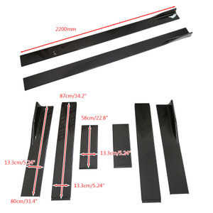 Pair of Side Skirts Extensions Splitters Carbon Fiber Universal Fit CF