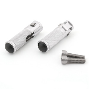 CNC Folding Foot Pegs Footpeg Rear Set Rest Racing Universal Motorcycle, Silver