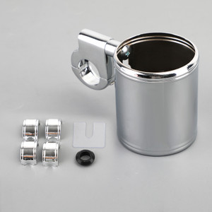MOTORCYCLE ATV CHROME CUP HOLDER FIT FOR 7/8" TO 1-1/4" HANDLEBAR