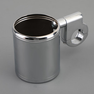 MOTORCYCLE ATV CHROME CUP HOLDER FIT FOR 7/8" TO 1-1/4" HANDLEBAR