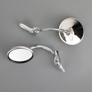Universal Chrome Round Rearview Mirrors Bar End Side Mirrors for Motorcycle Chopper Bobber Cafe Racer