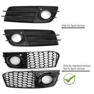 Pair Honeycomb Mesh Fog Light Open Vent Grill Intake Fit For Audi A4 B8 2009-2012 BLK